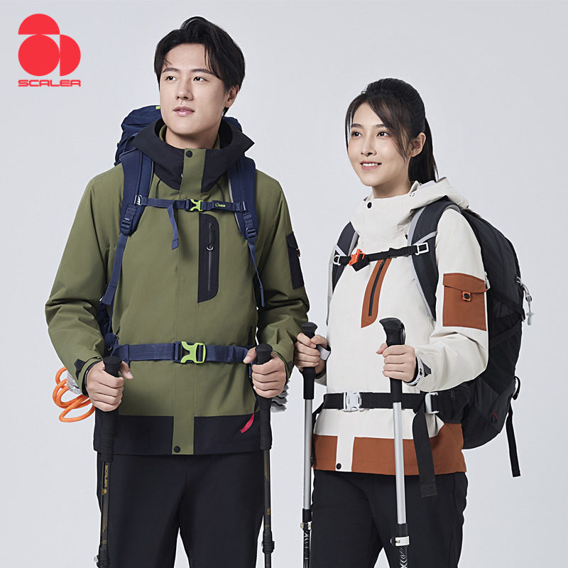 思凯乐秋冬男女款三合一两件套冲锋衣软壳内胆防水登山服F2415986