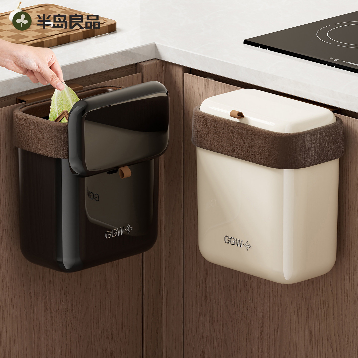 厨房专用免弯腰壁挂垃圾桶挂式带盖子子家用2025新款化妆室垃圾箱