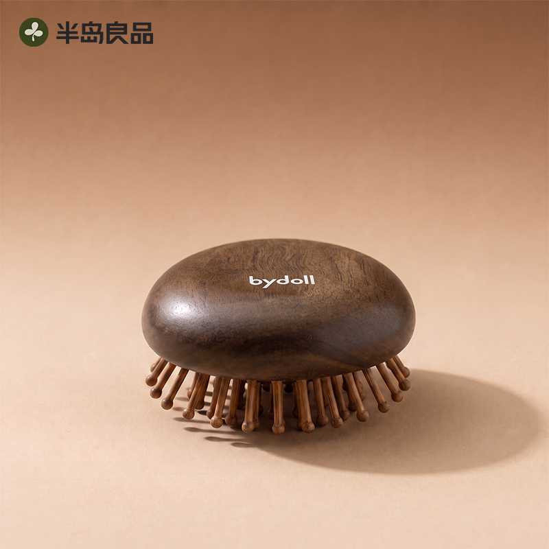 鹅卵石实木气囊梳女士按摩头皮洗头顺发蓬松防打结圆头梳齿家用梳