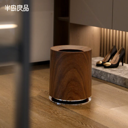 轻奢仿木纹垃圾桶家用客厅卧室双层大容量创意中古风民宿商用纸篓