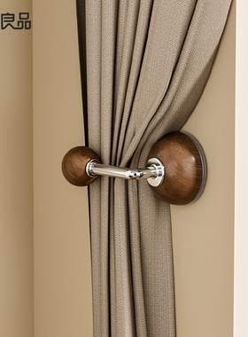 半岛良品胡桃木纹窗帘挂钩免打孔玄关进门钥匙钩装饰浴帘吸盘挂钩