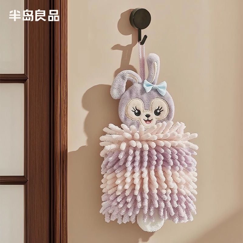 雪尼尔手巾手帕 加厚可挂式 吸水速干卡通儿童款 家用萌趣擦手巾