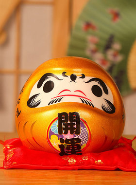 日式达摩陶瓷招财存钱罐摆件