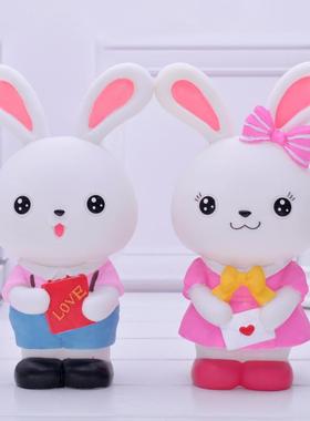 创意可爱大号兔子搪胶存钱罐摆件