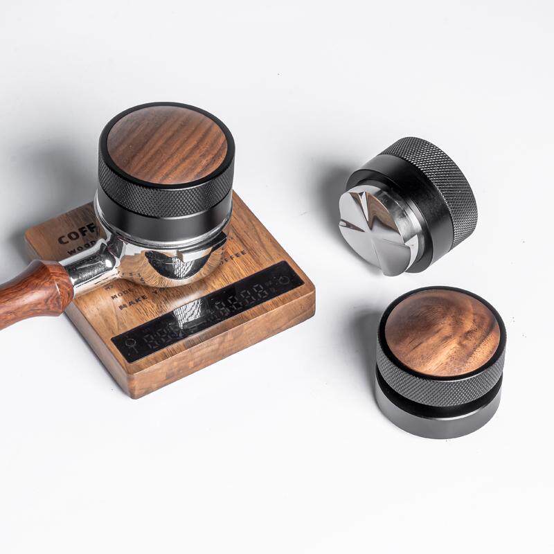 实木不锈钢重力布粉器515358mm自动调节高度咖啡轰炸机布粉压粉器