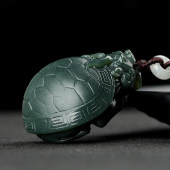 和田玉龙龟手把件新疆塔青玉龟龙头龟小摆件手玩件女玉石随身玉器