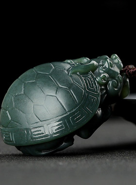 新疆和田玉龙龟手把件桌面小摆件