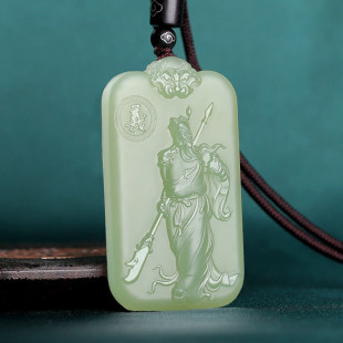 和田玉关公玉牌吊坠男士观音武财神玉坠忠义千秋女士御龙关公玉佩