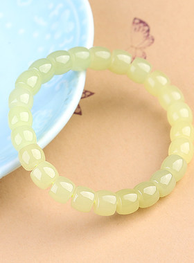 和田玉手链黄口料老型珠老钱风