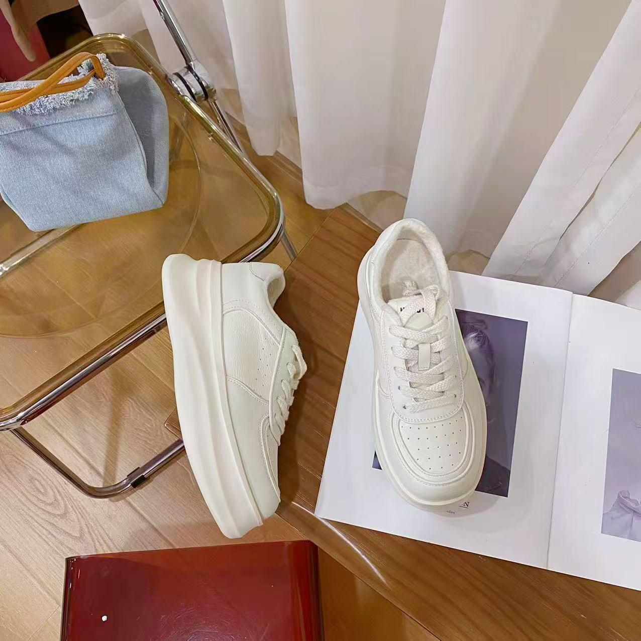 韩版真皮时尚休闲运动鞋女