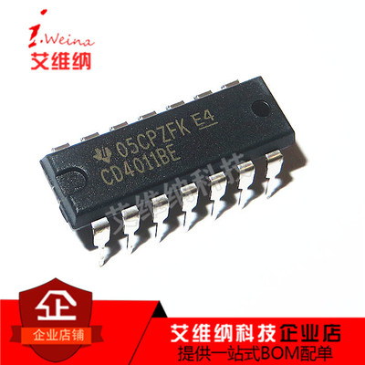 进口全新原装正品 CD4011BE DIP14直插 四2输入与非门 逻辑芯片IC