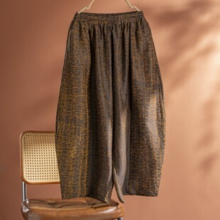 新款百搭桑蚕丝真丝爆裂金龟香云纱垮裤帅气时尚个性款女士阔腿裤