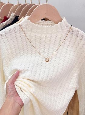 软糯针织半高领打底衫女秋冬新款大衣内搭洋气可外穿修身毛衣上衣