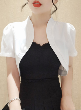 吊带裙外搭女配裙子2026新款西装短袖披肩开衫薄款短款批肩上衣夏