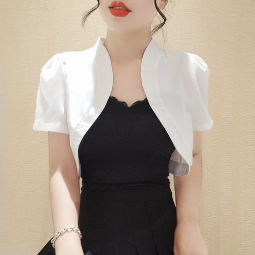 吊带裙外搭女配裙子2026新款西装短袖披肩开衫薄款短款批肩上衣夏