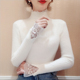仿水貂绒毛衣女白色内搭2025新款 高级感蕾丝上衣 冬高领加厚打底衫