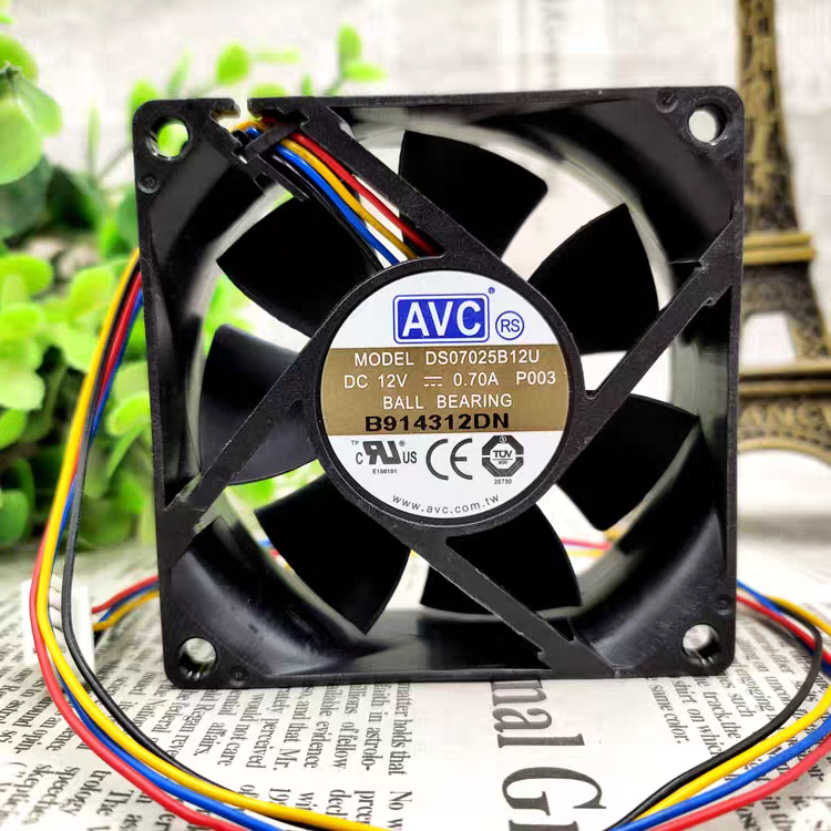 原装AVC DS07025B12U 7025机箱7厘米滚珠风扇4线温控12V 0.7A 7CM