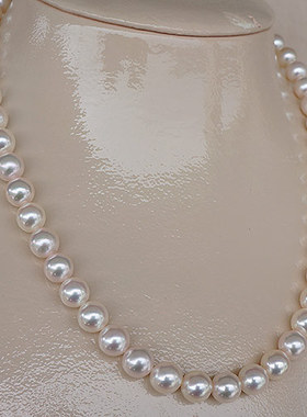 秒发日本代购正圆强光粉色8-8.5mm akoya天然海水珍珠项链扣可选