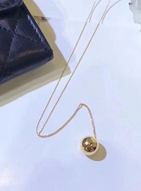 秒发日本新款10mm金球球珠吊坠18K黄金40cm锁骨链项链女