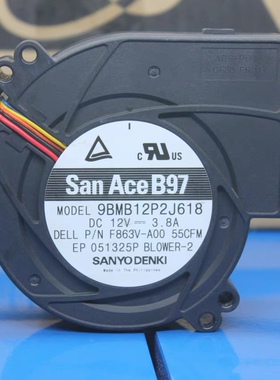9BMB12P2J618 三洋 12V 3.8A 9733 9CM超大风量抽风烧烤抽风风扇