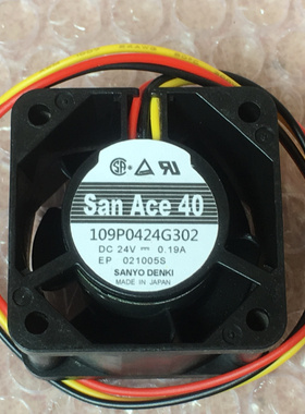 原装日本三洋109P0424G302 DC24V 0.19A 40*40*28MM 双滚珠风扇