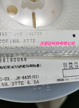CCF1N6.3TTE KOAC 6.3A 125V 2410 KOA贴片陶瓷一次性快速保险管