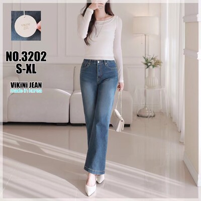 韩国代购vikini jean2026春新款弹力修身窄版小直筒牛仔裤 烟管裤