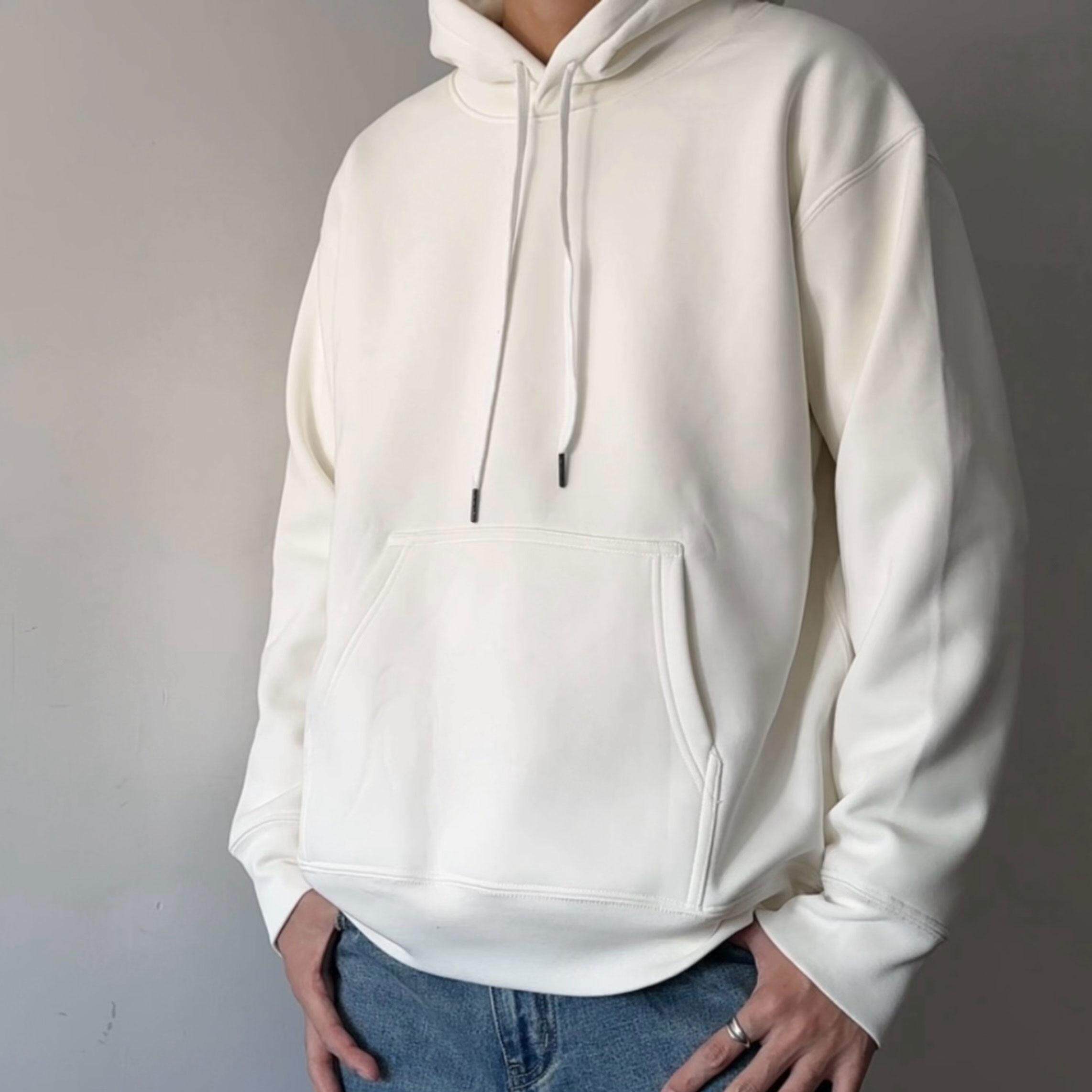 【缺货勿拍】400g加绒连帽卫衣纯色百搭银狐绒内里套口袋鼠兜