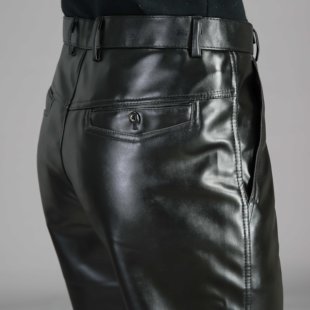 男款大码皮裤保暖男加绒骑行防油外卖直筒休闲中老年加厚代驾干活