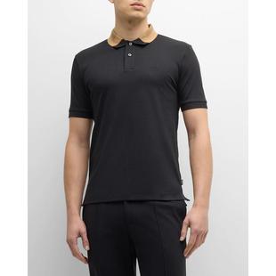 美国代购 Collar 衬衫 Boss男式 专柜正品 Contrast 24热卖 黑色Cotton