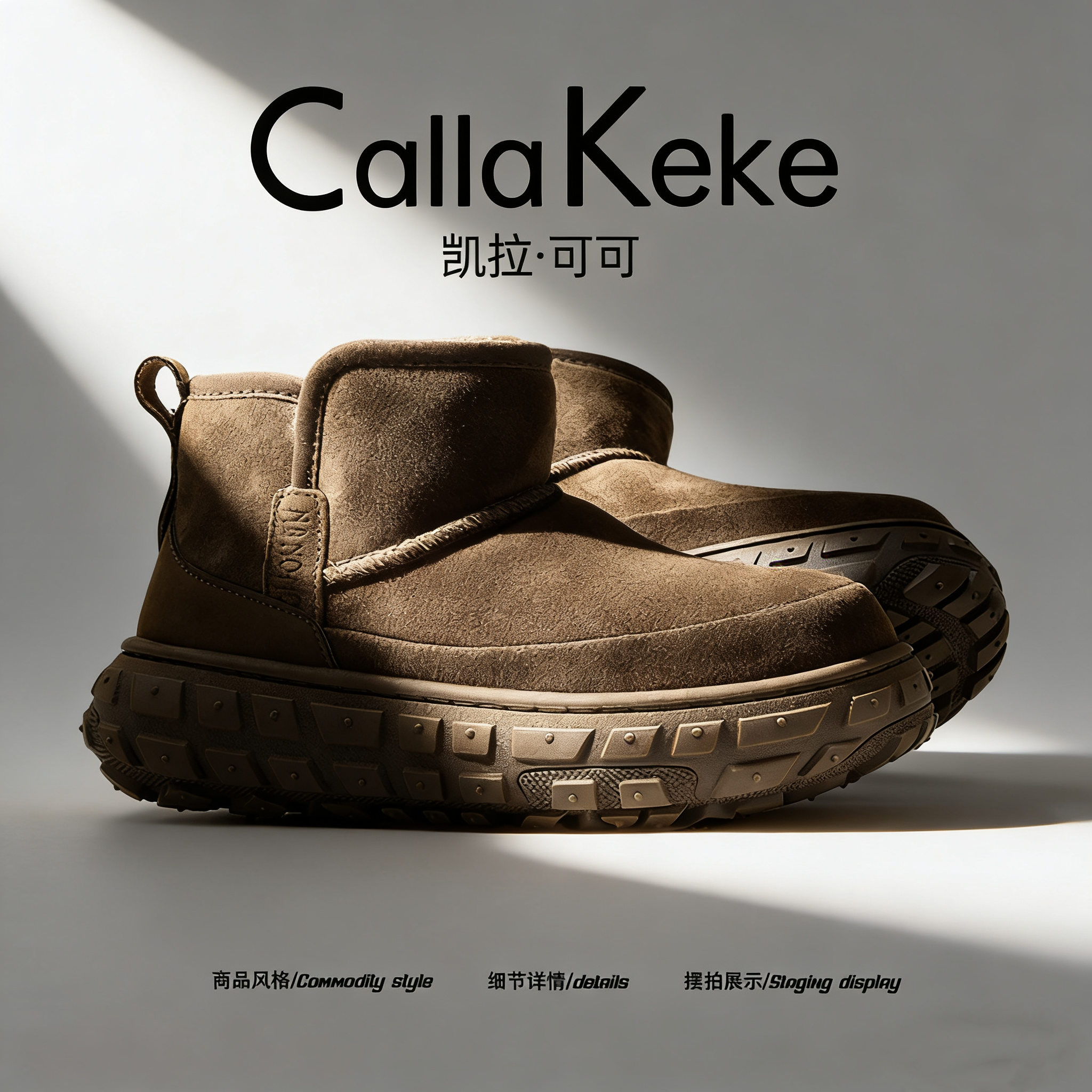 美国Calla Keke冬季澳洲雪地靴男士厚底东北户外防滑棉鞋皮毛一体