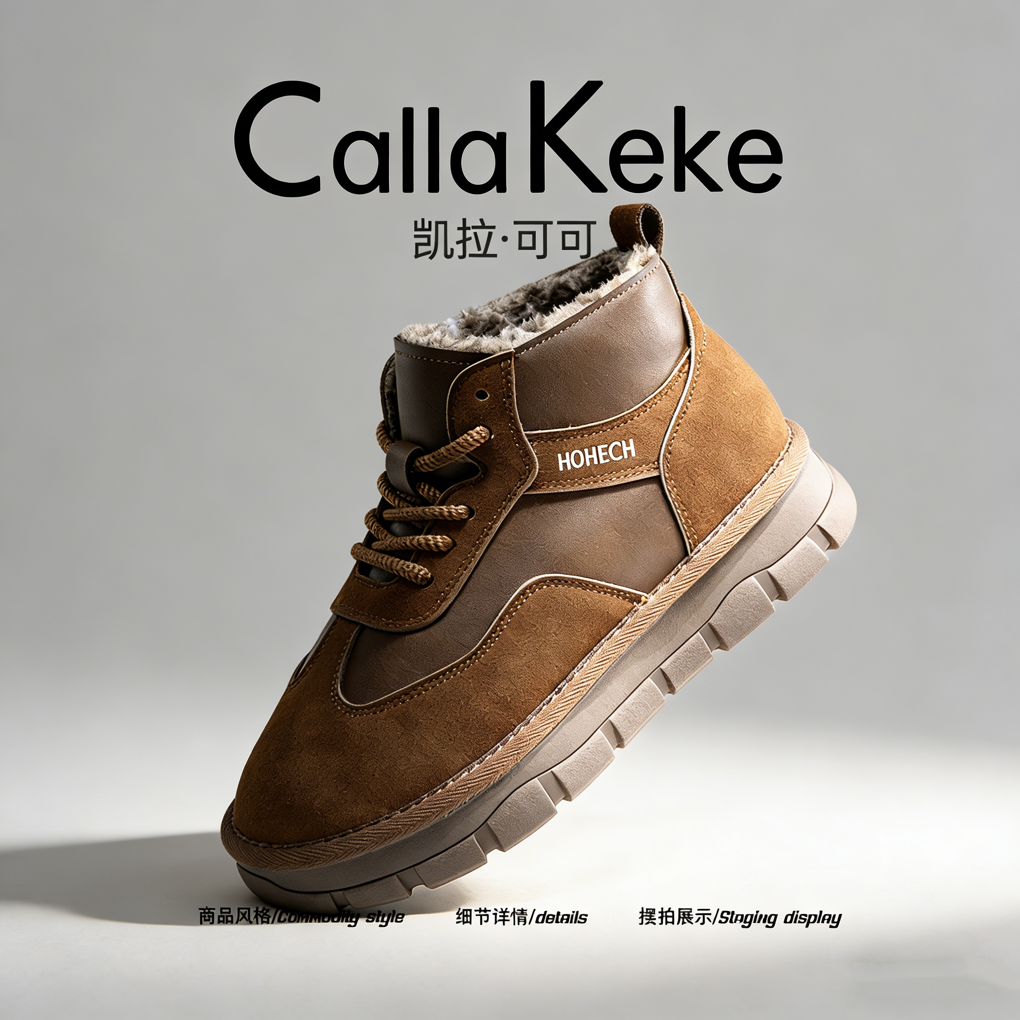 美国Calla Keke雪地靴男女2025新款皮毛一体冬季加绒加厚保暖棉鞋