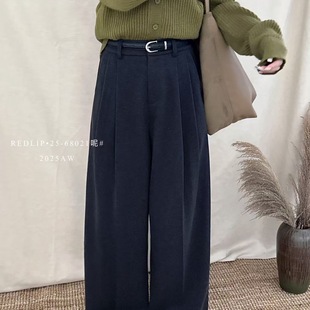 直筒裤 纯色休闲拖地阔腿裤 裤 REDLIP红唇68021秋冬高腰垂感西装