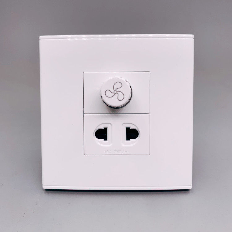 调速加二孔插座 风扇吊扇旋钮控制调节器带2孔电源开关面板86型