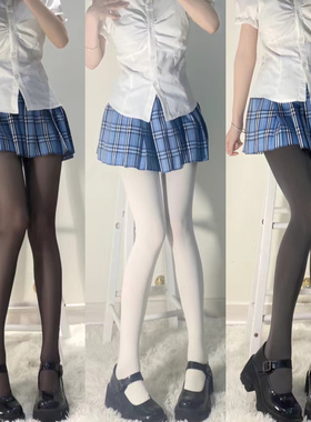 日系JK天鹅绒奶白色连裤袜子女春夏薄款萝莉打底袜lolita黑色丝袜
