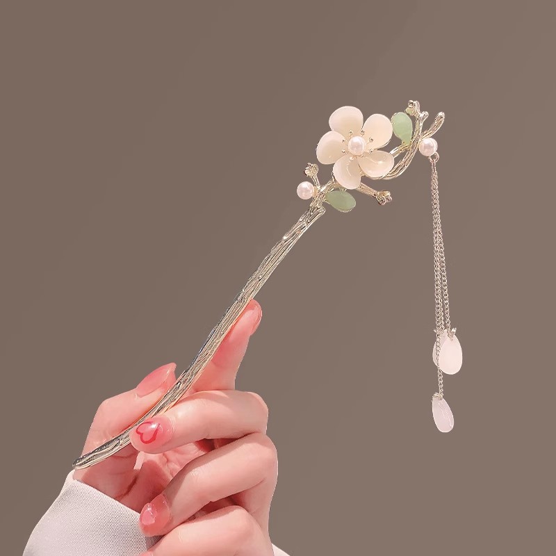 汉服头饰女旗袍发饰流苏珍珠花朵