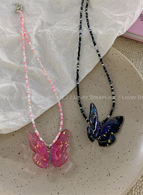 韩国立体蝴蝶少女锁骨链女