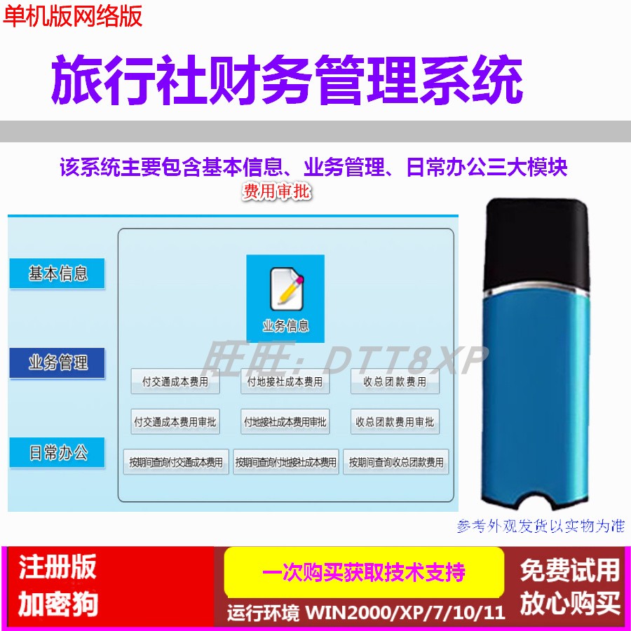 旅行社财务管理软件加密狗