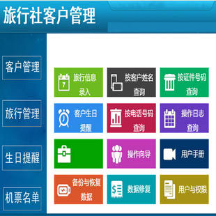 旅行社客戶管理系統(tǒng)軟件 查詢統(tǒng)計(jì)網(wǎng)絡(luò) 支持?jǐn)?shù)據(jù)導(dǎo)出導(dǎo)入生日提醒
