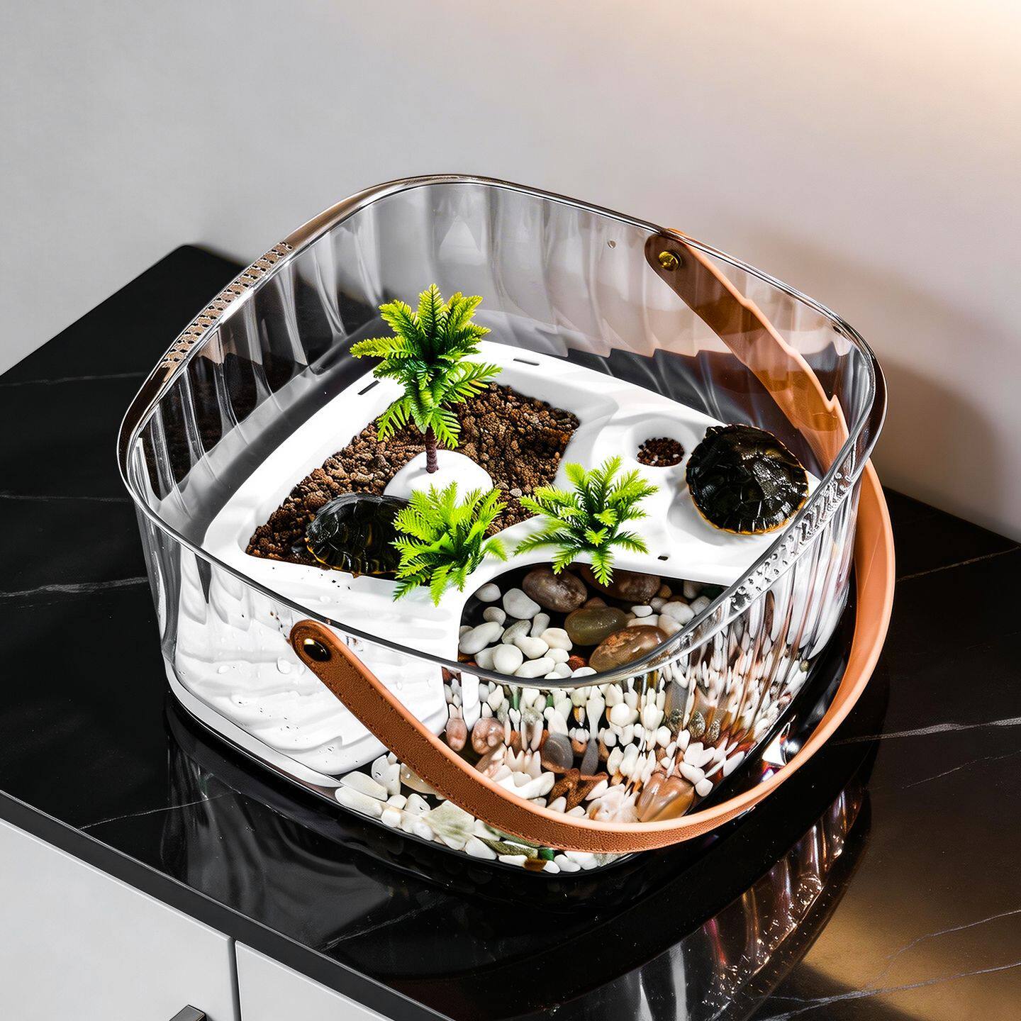 透明便携式迷你生态瓶乌龟饲养专用箱家用晒台桌面巴西龟龟缸新款