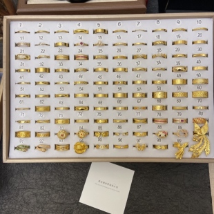 新中式国潮风精工闭口戒指素圈泥鳅背碎冰冰钱币福字马赛克指环戒