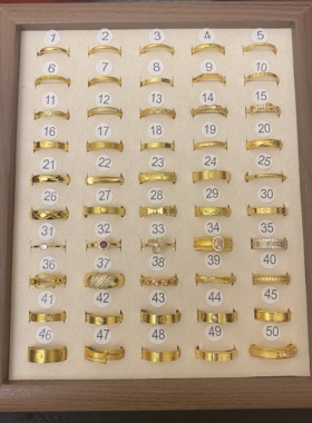 1闭口戒指指环国潮精工时尚百搭款金店同款金色男女情侣款生日礼