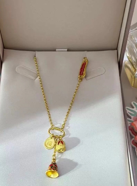 无相佛福满传家项链 黄金色珐琅许愿塔吊坠藏式民族风挂饰锁骨链