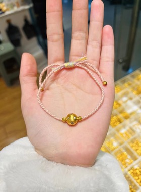 新中式国潮风点钻拉丝星芒珠粉色手绳手链高颜值猫眼珠手百搭