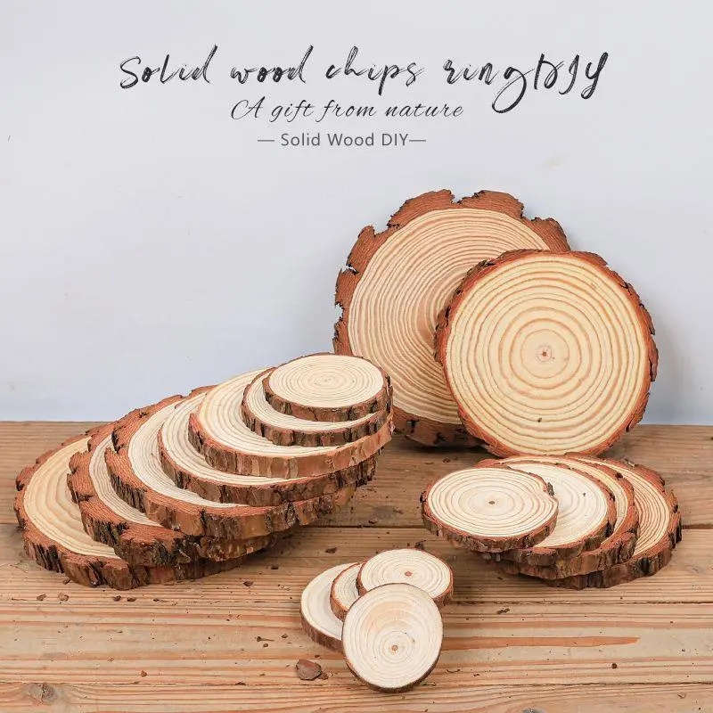 小号实木头圆木片幼儿园diy手工绘画板制作材料松木年轮片薄木块