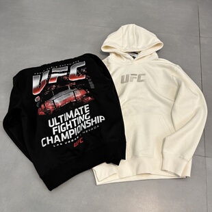 美式休闲运动上衣UFC刺绣秋冬加绒加厚连帽卫衣男上衣外套套头衫