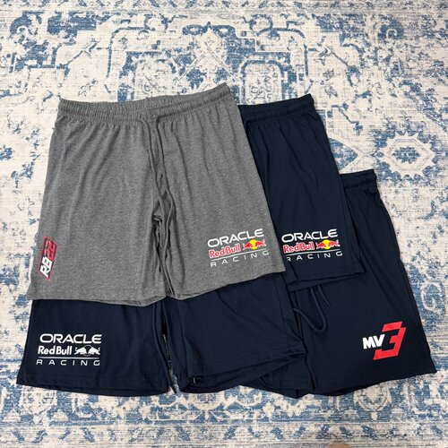 F1红牛赛车队男士家居短裤宽松大码睡裤夏季薄款居家外穿四分裤