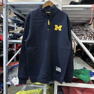 球队刺绣半拉链立领运动上衣男春秋冬款加绒宽松大码户外健身卫衣