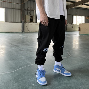NCAA北卡篮球运动长裤男子飞人抽绳束脚学生春秋薄卫裤版型攒舒适