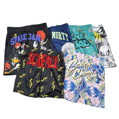 美漫蜘蛛侠SCARFACE美式休闲运动短裤双层网眼速干五分裤男